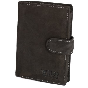 Portfel Męski Skórzany z Zapięciem Wild Horse Heban