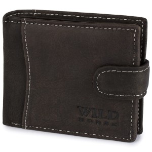 Portfel Męski Skórzany z Zapięciem Wild Horse Heban