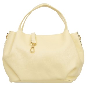 Torebka Damska Na Ramię Skórzana Vera Pelle Bolsa Żółta