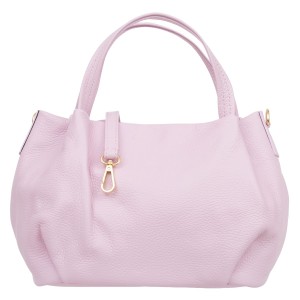 Torebka Damska Na Ramię Skórzana Vera Pelle Bolsa Różowa