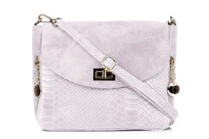 Torebka Damska Skórzana Vera Pelle Buccia Pudrowa