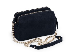 Torebka Skórzana Vera Pelle Pino Zamsz Granatowa