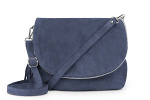 Torebka Skórzana Vera Pelle Bisaccia Zamsz Stalowa