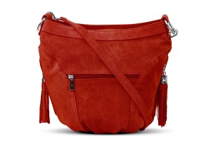 Torba Skórzana Vera Pelle Victoria Zamszowa Czerwona