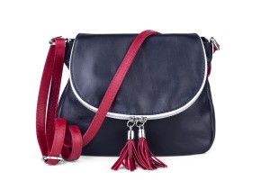 Torebka Damska BuBu Skórzana Vera Pelle Granatowo Czerwona