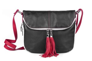 Torebka Skórzana Vera Pelle Marija Czarno Czerwona