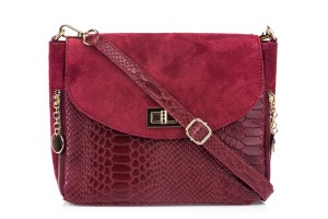 Torebka Damska Skórzana Vera Pelle Buccia Bordowa