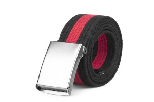 Pasek parciany Kaletnik Czarno Czerwony Otwieracz