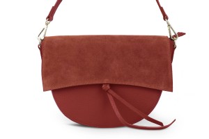 Torebka Skórzana Vera Pelle Nastri Zamsz Czerwona