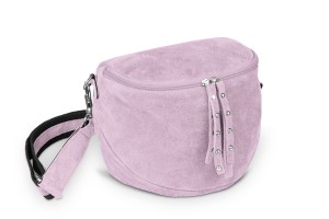 Torebka Skórzana Vera Pelle Misio Zamsz Pudrowa