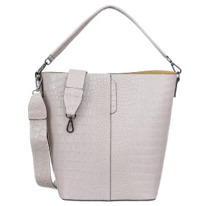 Torebka Skórzana VerMari Secchio Crocco Szara