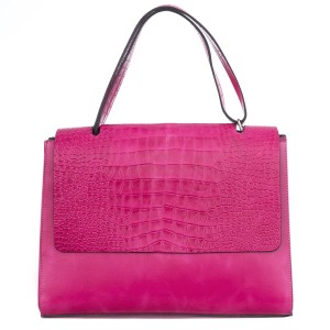 Torebka Skórzana VerMari Lezio Crocco Fuksja