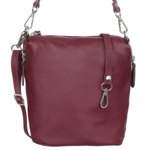 Torebka Listonoszka Skórzana Vera Pelle Miki Bordowa