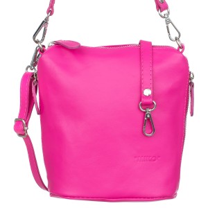 Torebka Listonoszka Skórzana Vera Pelle Miki Fuksja