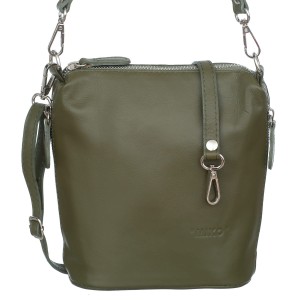 Torebka Listonoszka Skórzana Vera Pelle Miki Oliwka