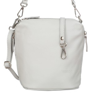 Torebka Listonoszka Skórzana Vera Pelle Miki Szara