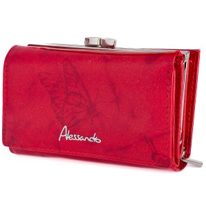 Portfel damski Skórzany Alessandro Paoli Farfalla Rosso