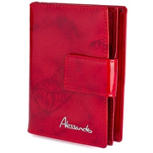 Portfel damski Skórzany Alessandro Paoli Farfalla Rosso
