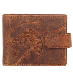 Portfel Skórzany Bellugio Ryba RFID Ochrona kart Camel