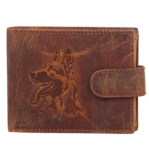 Portfel Skórzany Bellugio Pies RFID Ochrona kart Camel