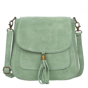 Torebka Skórzana Zamszowa Vera Pelle Vanita Miętowa