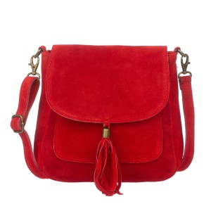 Torebka Skórzana Zamszowa Vera Pelle Vanita Czerwona