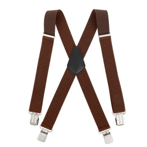 Mocne Szerokie Szelki 4 cm Topgal X Gruby Ścieg Brązowe