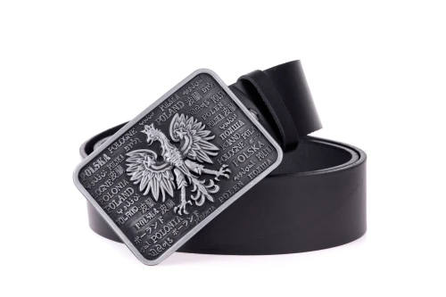 pasek skórzany, czarny, Polski Orzeł
