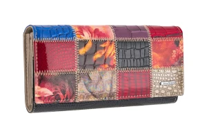 Portfel damski Skórzany Julia Rosso Patchwork