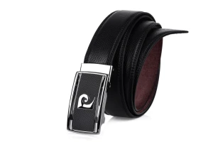 Pasek męski skórzany Pierre Cardin Zacisk czarny