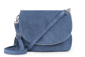Torebka Skórzana Vera Pelle Bisaccia Zamsz Jeans