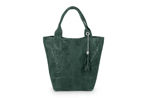 Torba Skórzana Vera Pelle Olivia Croco Worek Butelkowa
