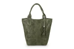 Torba Skórzana Vera Pelle Olivia Croco Worek Khaki