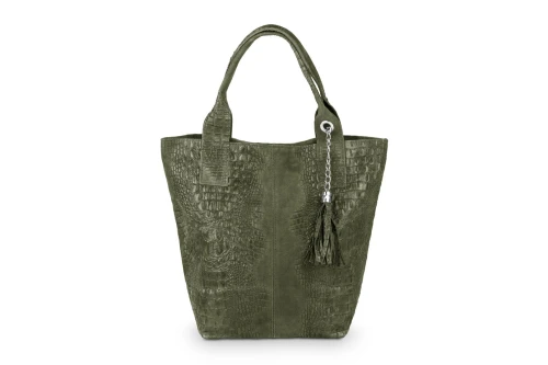Torba Skórzana Vera Pelle Łuski Worek Khaki (1).jpg