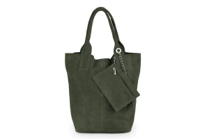 Torba Skórzana Vera Pelle Olivera Zamszowa Khaki