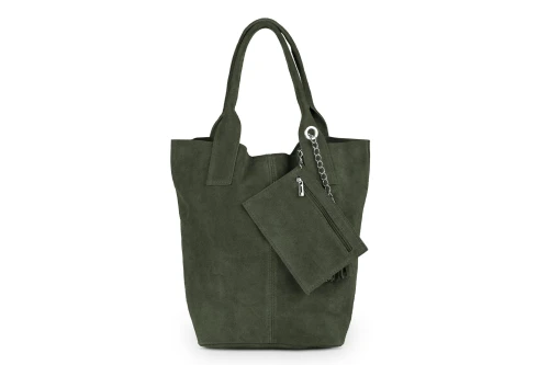 Torba Skórzana Vera Pelle Zamszowy Worek Khaki (1).jpg