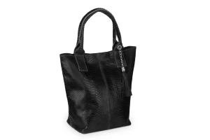 Torba Skórzana Vera Pelle Olivia Snake Czarna