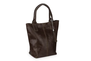 Torba Skórzana Vera Pelle Olivia Snake Czekolada