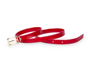 Pasek damski klasyczny czerwony lakier 1,5 cm