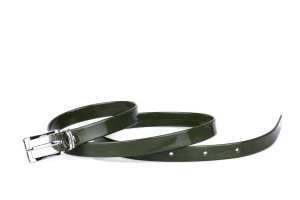Pasek damski klasyczny khaki lakier 1,5 cm