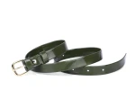 Pasek damski klasyczny khaki lakier 2 cm