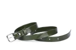 Pasek damski klasyczny khaki lakier 2 cm