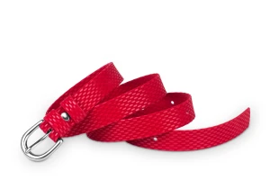 Pasek damski klasyczny czerwony ryż 2 cm