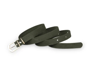 Pasek damski klasyczny khaki welur 1,5 cm