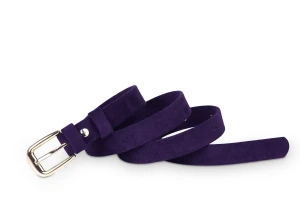 Pasek damski klasyczny fioletowy welur 2 cm