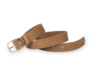 Pasek damski klasyczny sepia welur 3 cm