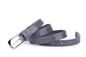 Pasek damski klasyczny antracyt lakier 2 cm