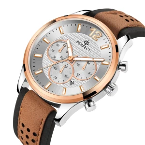 Zegarek Męski Perfect 3xChronograf Srebrno Rudy