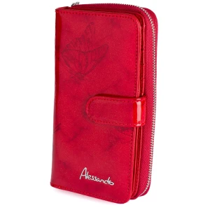 Portfel damski Skórzany Alessandro Paoli Farfalla Rosso