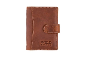 Portfel Męski Skórzany z Zapięciem Wild Horse RFID Rudy